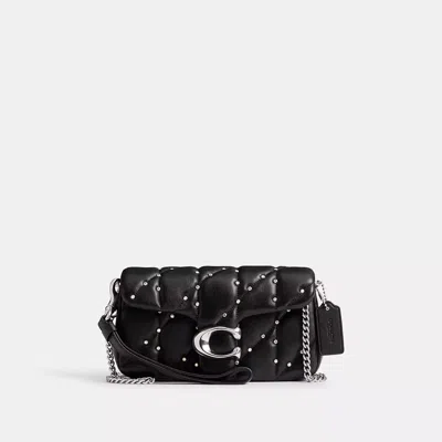 Coach Tabby Crossbody Wristlet With Pillow Quilting And Crystal Rivets In Silver/black