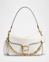 Coach Tabby Grain Leather Shoulder Bag With Chain In Chalk