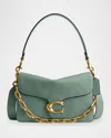 Coach Tabby Grain Leather Shoulder Bag With Chain In Green