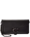 Coach Tabby Leather Chain Clutch In Black