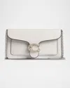 Coach Tabby Leather Clutch Bag With Chain In White