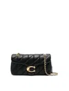 Coach Tabby 26 Black Quilted Crossbody Bag With Chain-link Leather Shoulder Straps And Logo Plaque On The  In Black