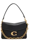Coach Soft Grain Leather Shoulder Bag With Chain Detail In Black
