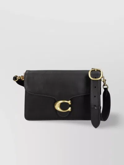 Coach Tabby Leather Shoulder Bag With Chain Strap In Black