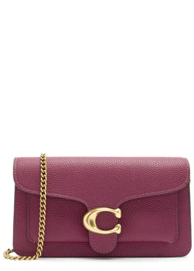 Coach Tabby Leather Wallet-on-chain In Pink