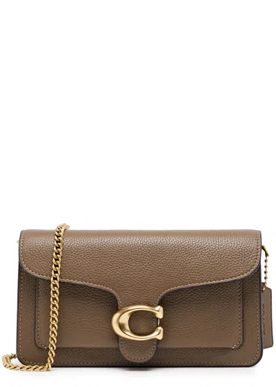 Coach Tabby Leather Wallet-on-chain In Taupe