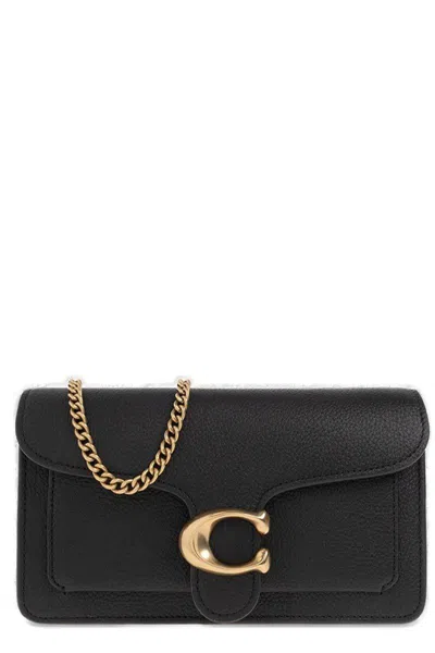 Coach Tabby Logo Plaque Chain-linked Crossbody Bag In Black