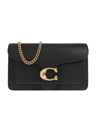 Coach Tabby Logo Plaque Chain Clutch In Black