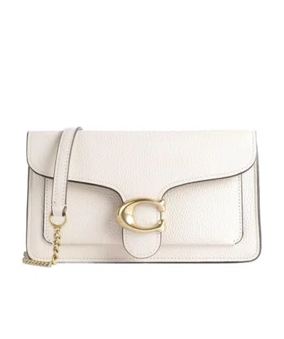 Coach Tabby Logo Plaque Chained Clutch Bag In White