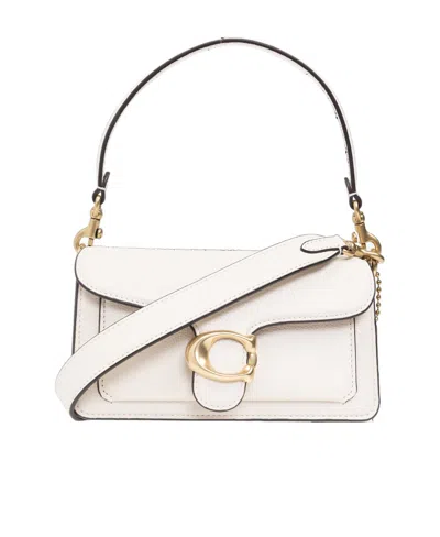 Coach Tabby Logo Plaque Shoulder Bag In White