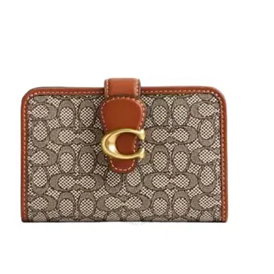 Coach Tabby Medium Wallet In Micro Signature Jacquard In Brown | ModeSens