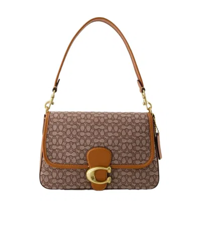 Coach Tabby Monogram-jacquard Canvas Shoulder Bag In Brown