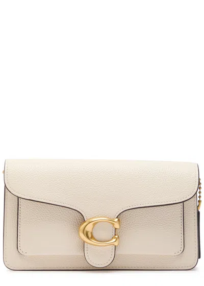 Coach Tabby Pebbled Leather Clutch In White