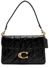 Coach Tabby Quilted Glazed Leather Shoulder Bag In Black