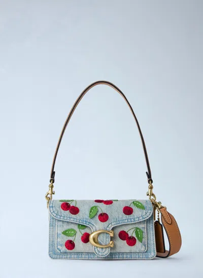 Coach Tabby Shoulder Bag 20 With Cherry Embroidery In Blue