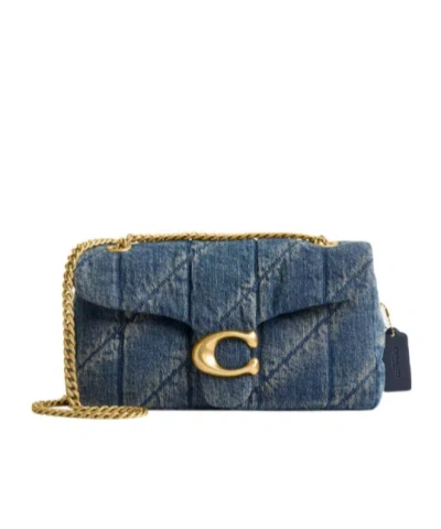 Coach Tabby Shoulder Bag 26 In Regenerative Cotton Denim With Quilting In Blue