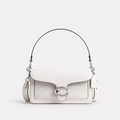 Coach Tabby Shoulder Bag 26 In Signature Canvas In Silver/white Chalk