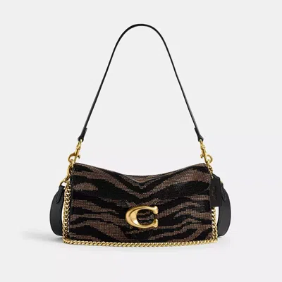 Coach Tabby Shoulder Bag 26 With Beaded Tiger In Multi