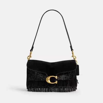 Coach Tabby Shoulder Bag 26 With Crystal Beaded Fringe In White