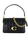 Coach Tabby Quilted Glazed Leather Shoulder Bag In Black