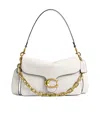 Coach Tabby Grain Leather Shoulder Bag With Chain In White
