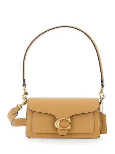 Coach Tabby Shoulder Bag With Plaque Detail In Beige Leather For Women In Neutral