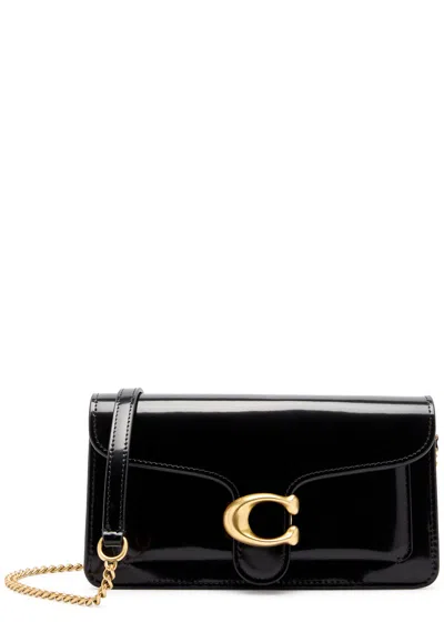 Coach Tabby Spazzolato Leather Clutch In Black