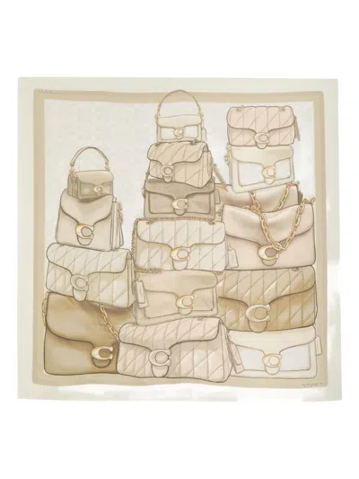 Coach Tacked Tabby Silk Scarf In Neutral