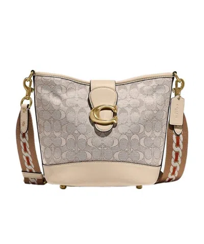 Coach Tali Logo-jacquard Bucket Bag In Nude