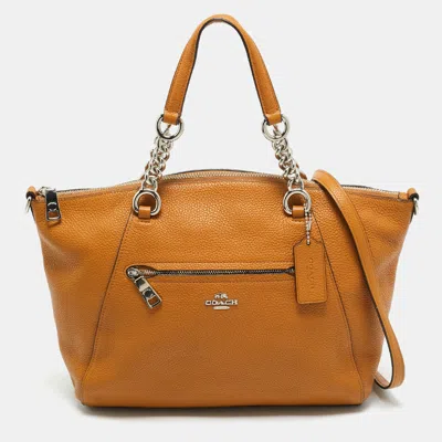Pre-owned Coach Tan Leather Prairie Satchel In Brown