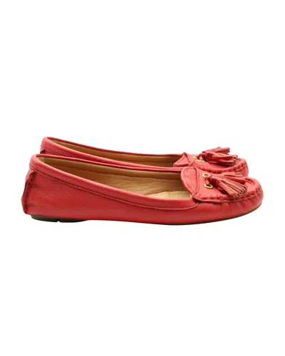 Coach Tassel Loafers In Red Leather