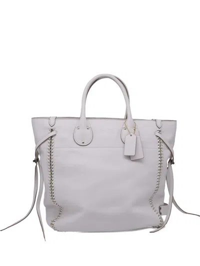 Pre-owned Coach Tatum Tall Tote Bag In Neutral