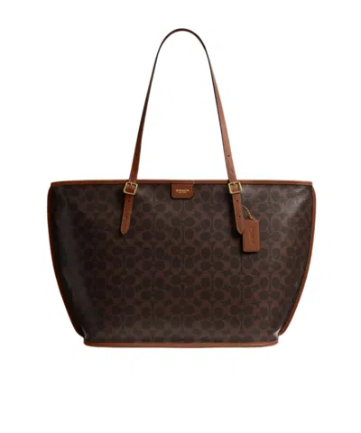 Coach Taxi Tote Bag In Signature Canvas In Brown