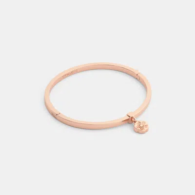 Coach Tea Rose Charm Thin Hinged Bangle In Rose Gold