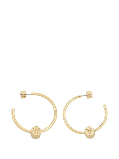 Coach Tea Rose Hoop Earrings In Gold