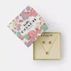 Coach Tea Rose Pendant Necklace And Earrings Gift Set In Yellow