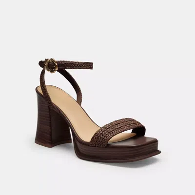 Coach Tea Rose Platform Sandal In Brown