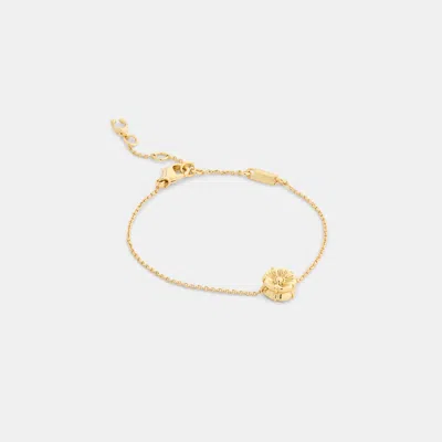 Coach Tea Rose Solitaire Linear Bracelet In Gold