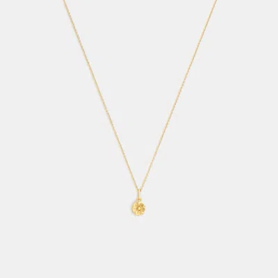 Coach Tea Rose Solitaire Pendant Necklace In Gold