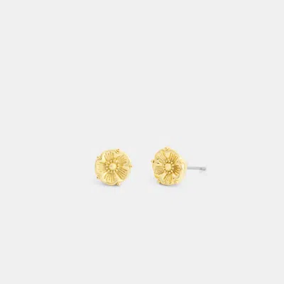 Coach Tea Rose Stud Earrings In Gold