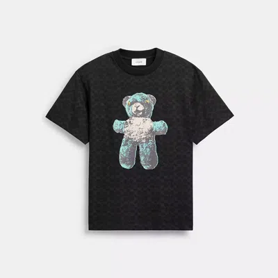 Coach Teddy Graphic Signature Relaxed T Shirt In Black