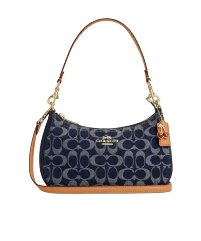 Coach Teri's Iconic Denim Shoulder Bag In Black