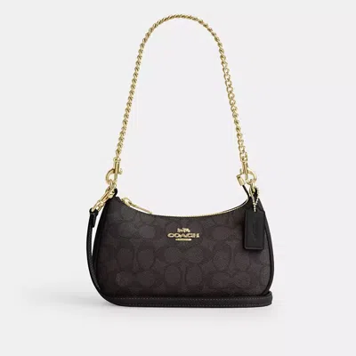 Coach Teri Mini Crossbody Bag In Signature Canvas In Brown