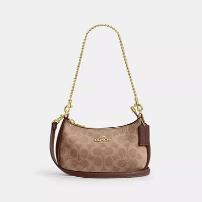 Coach Teri Mini Crossbody Bag In Signature Canvas In Brown