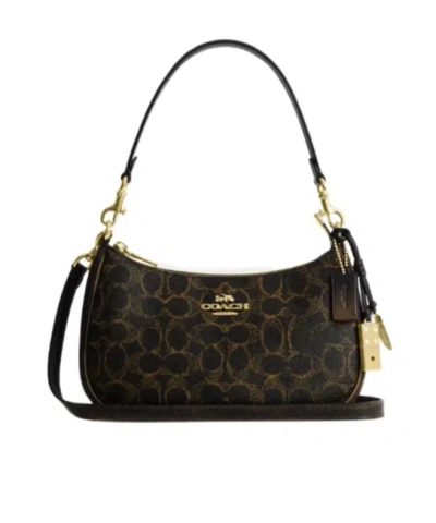 Coach Teri Shoulder Bag In Loved Signature Canvas With Charms In Red