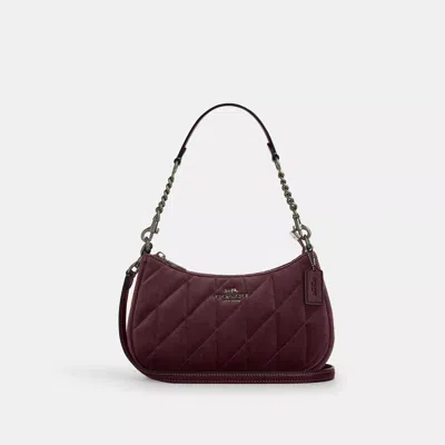 Coach Teri Shoulder Bag In Organic Cotton With Quilting In Red