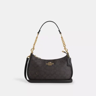 Coach Teri Shoulder Bag In Signature Canvas In Beige