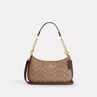 Coach Teri Shoulder Bag In Signature Canvas In Brown