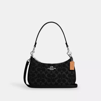 Coach Teri Shoulder Bag In Signature Denim In Black