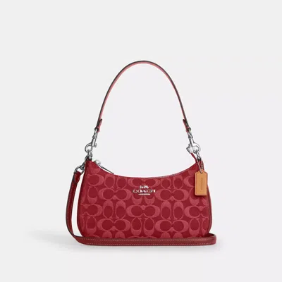 Coach Teri Shoulder Bag In Signature Denim In Red